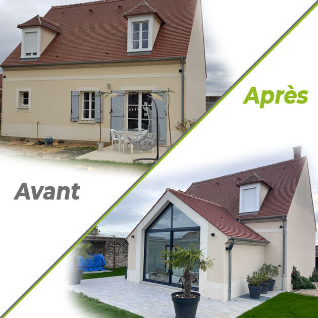 Extension maison avant et après